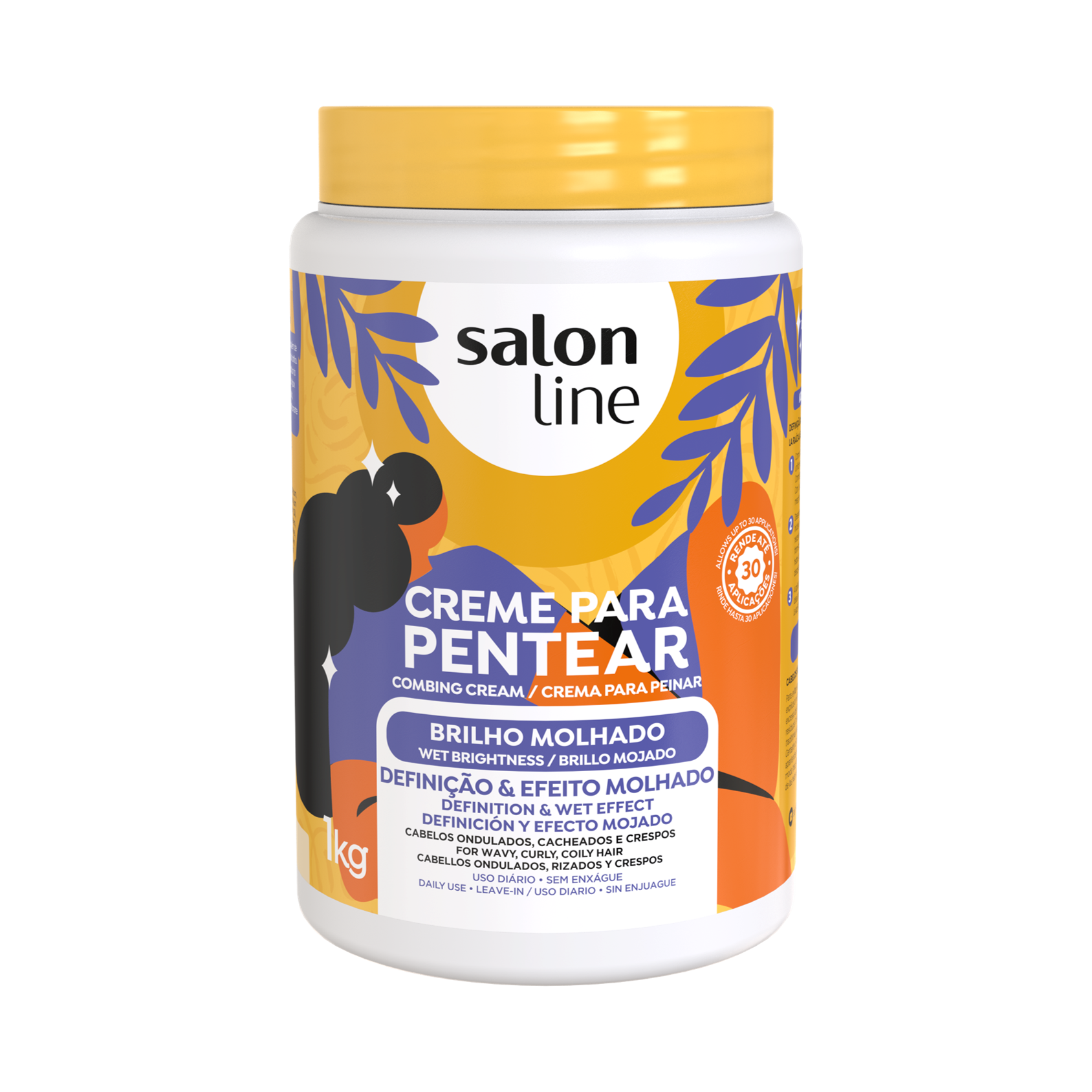 Brilho Molhado Creme Pentear, Haarcreme, Salon Line, 1kg