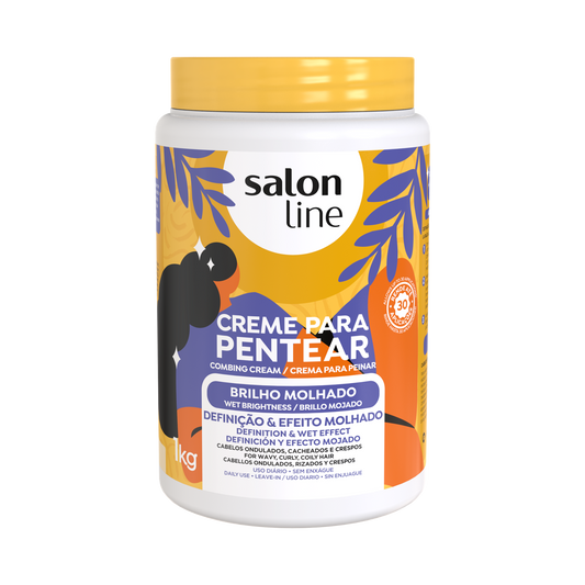 Brilho Molhado Creme Pentear, Haarcreme, Salon Line, 1kg