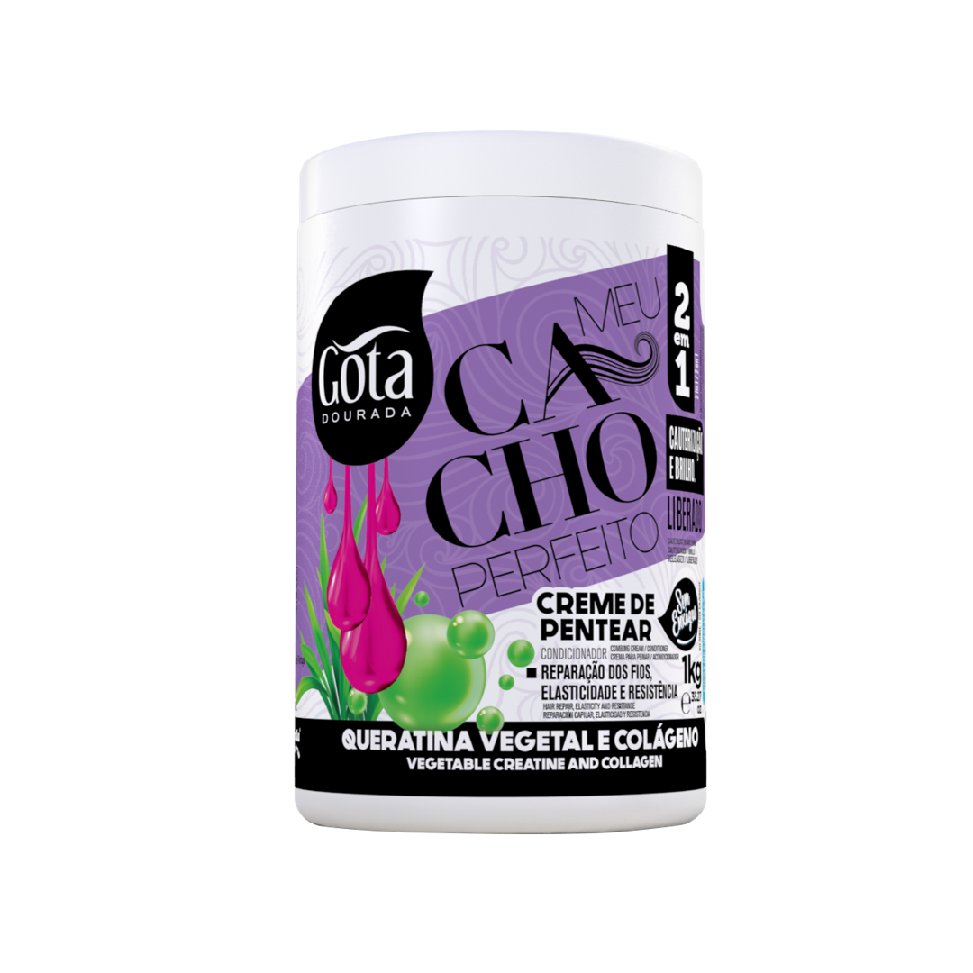 Meu Cacho Perfeito Creme pentear Queratina e Colageno, Haarcreme, Gota Dourada, 1kg