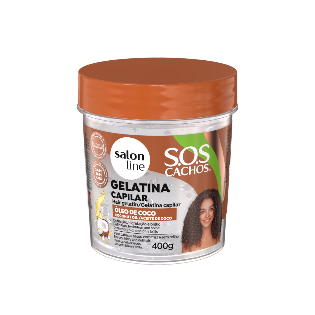 SOS Cachos Gelatina capilar Oleo de Coco, Haargel, Salon Line, 400g