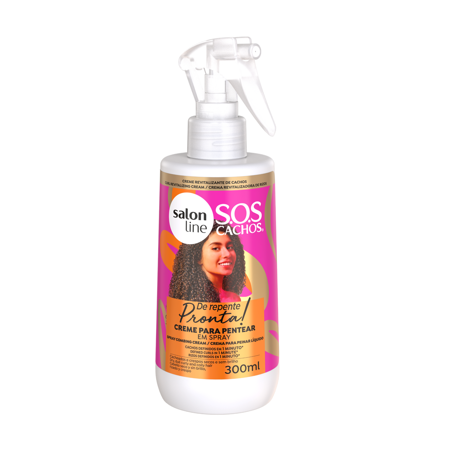 SOS Cachos De Repente Pronta Creme Pentear Spray, Kämmcreme, Salon Line, 300ml