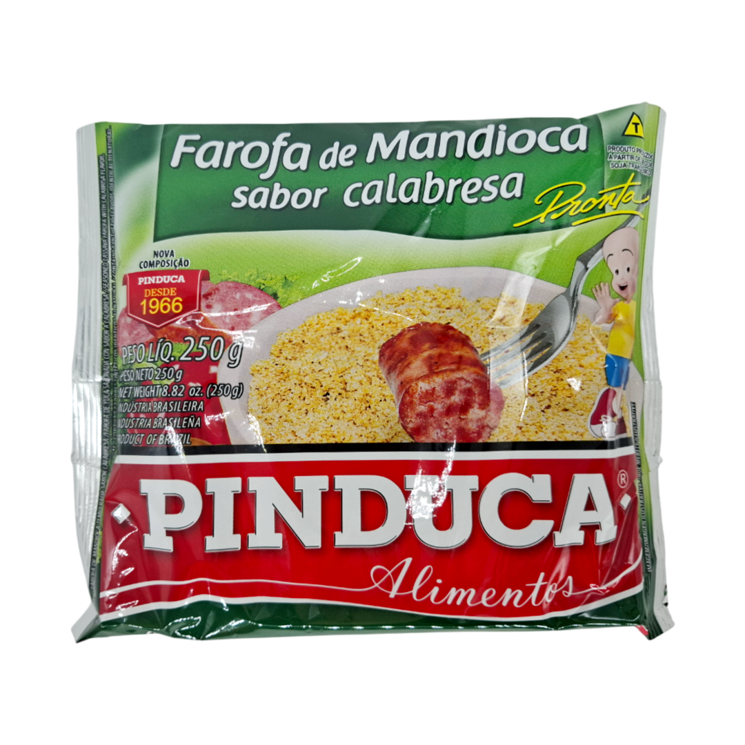 Farofa Mandioca sabor Calabresa, Maniokmehl Wurtgeschmack, Pinduca 250g