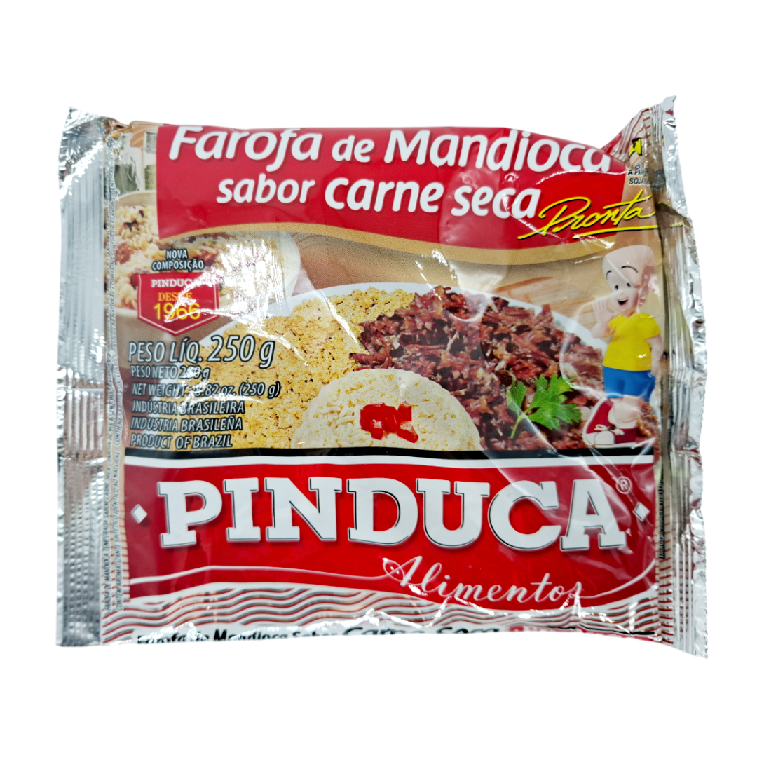 Farofa Mandioca sabor Carne Seca, Maniokmehl Trockenfleischgeschmack, Pinduca 250g