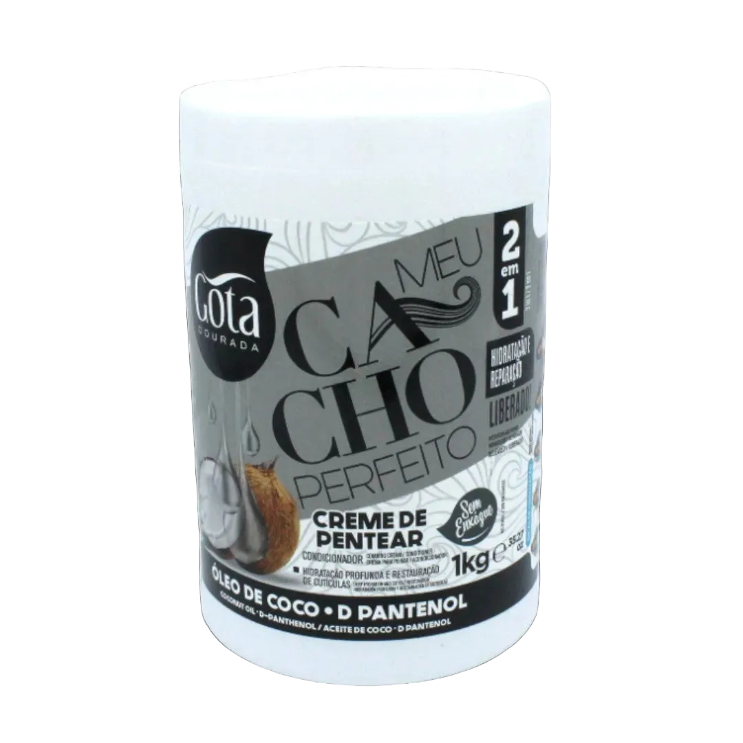 Meu Cacho Perfeito Óleo Coco Creme Pentear, Haarcreme, Gota Dourada, 1kg