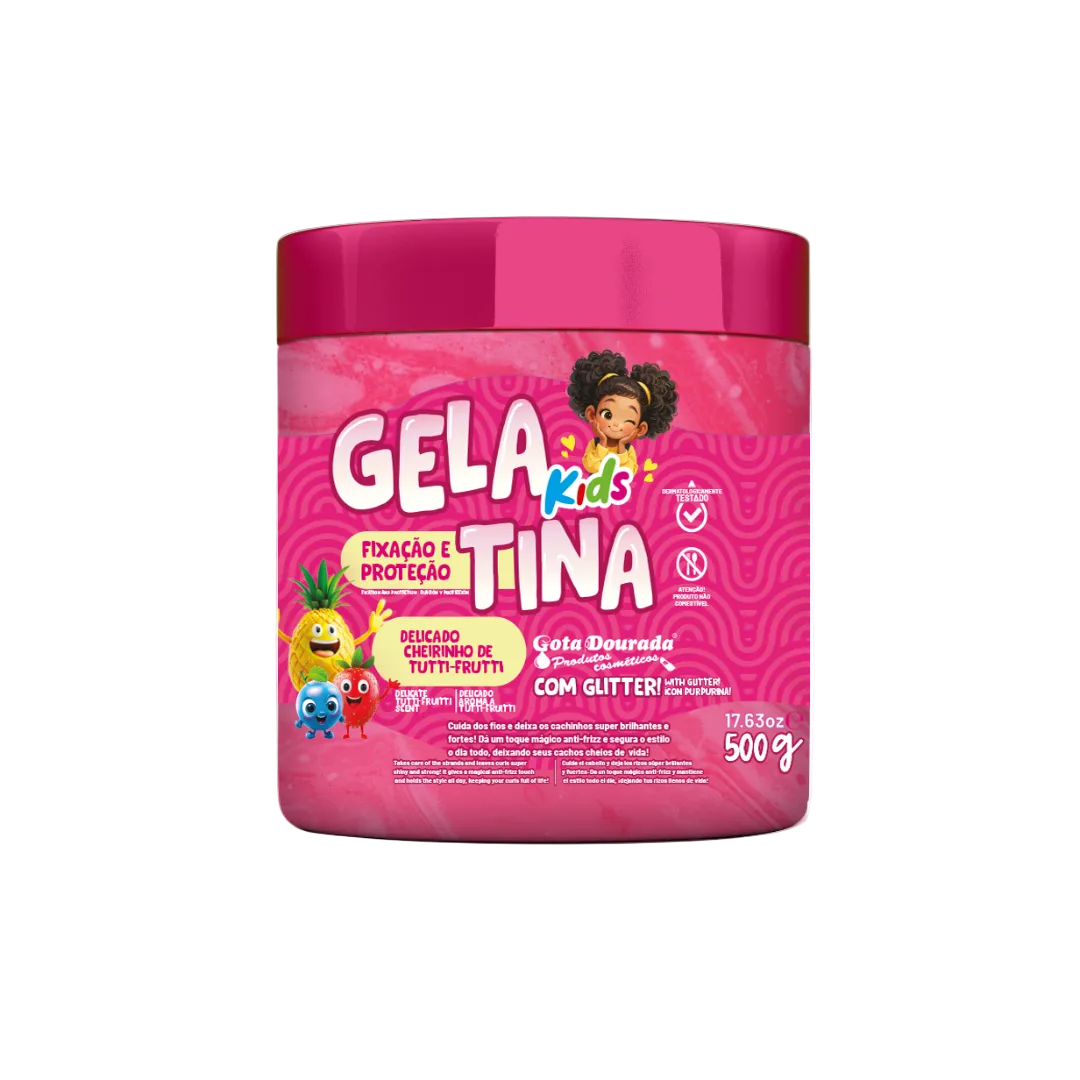 Kids Gelatina Capilar Tutti-Frutti, Haargel, Gota Dourada, 500g