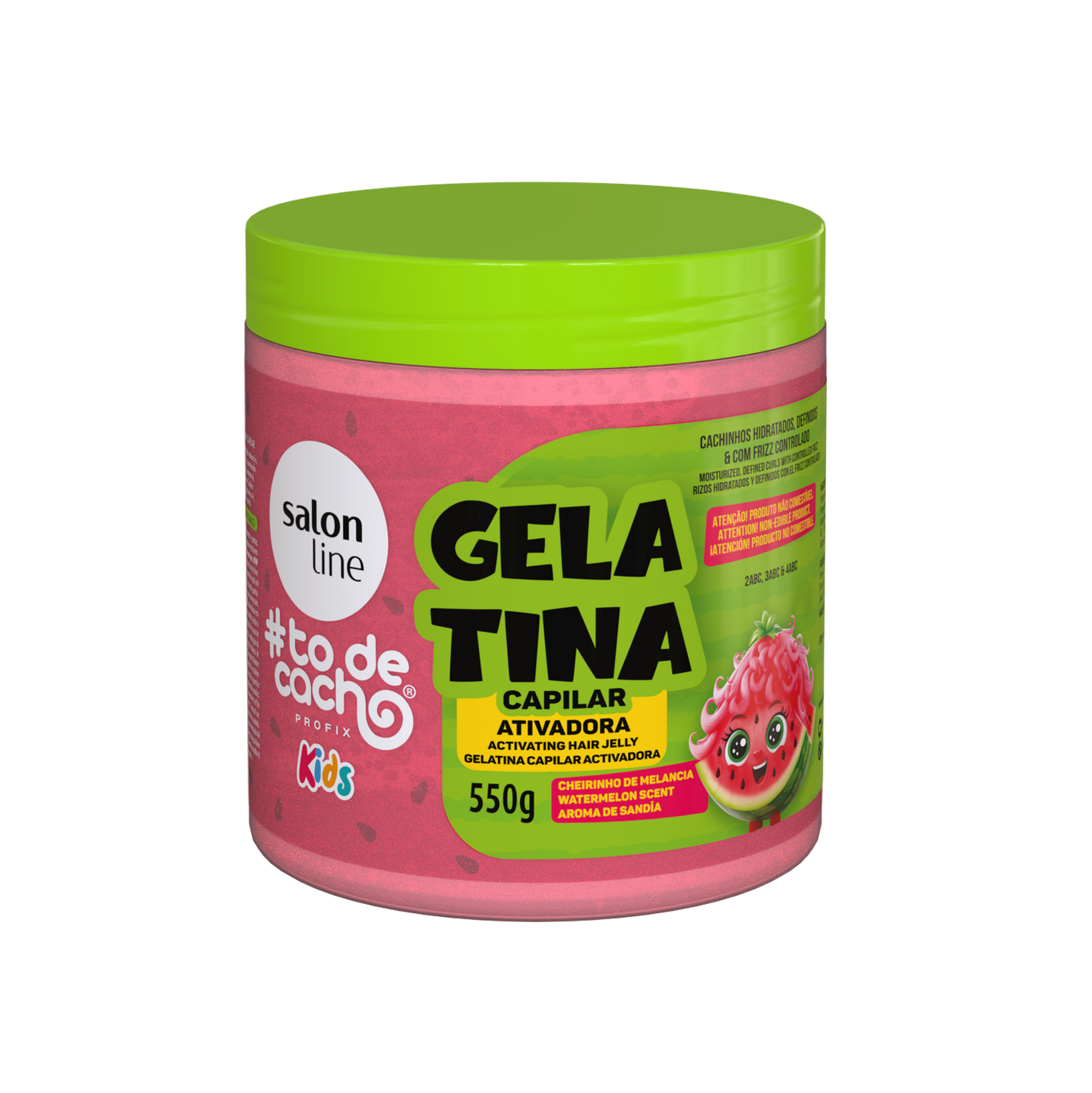 Kids Gelatina Melancia Ativadora Cachos Kids, Wassermelone Haargel, Salon Line, 550g