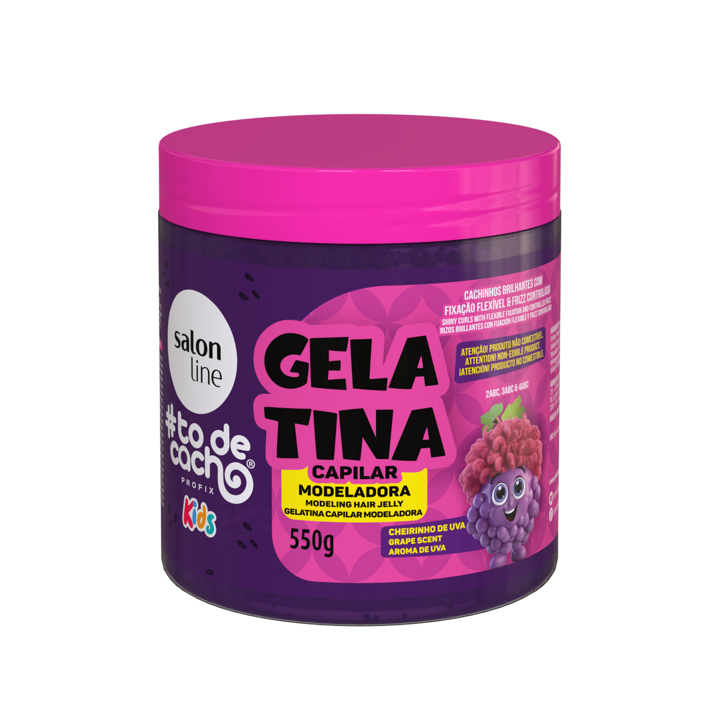 Kids Gelatina Uva Ativadora Cachos, Traubenhaargel, Salon Line, 550g