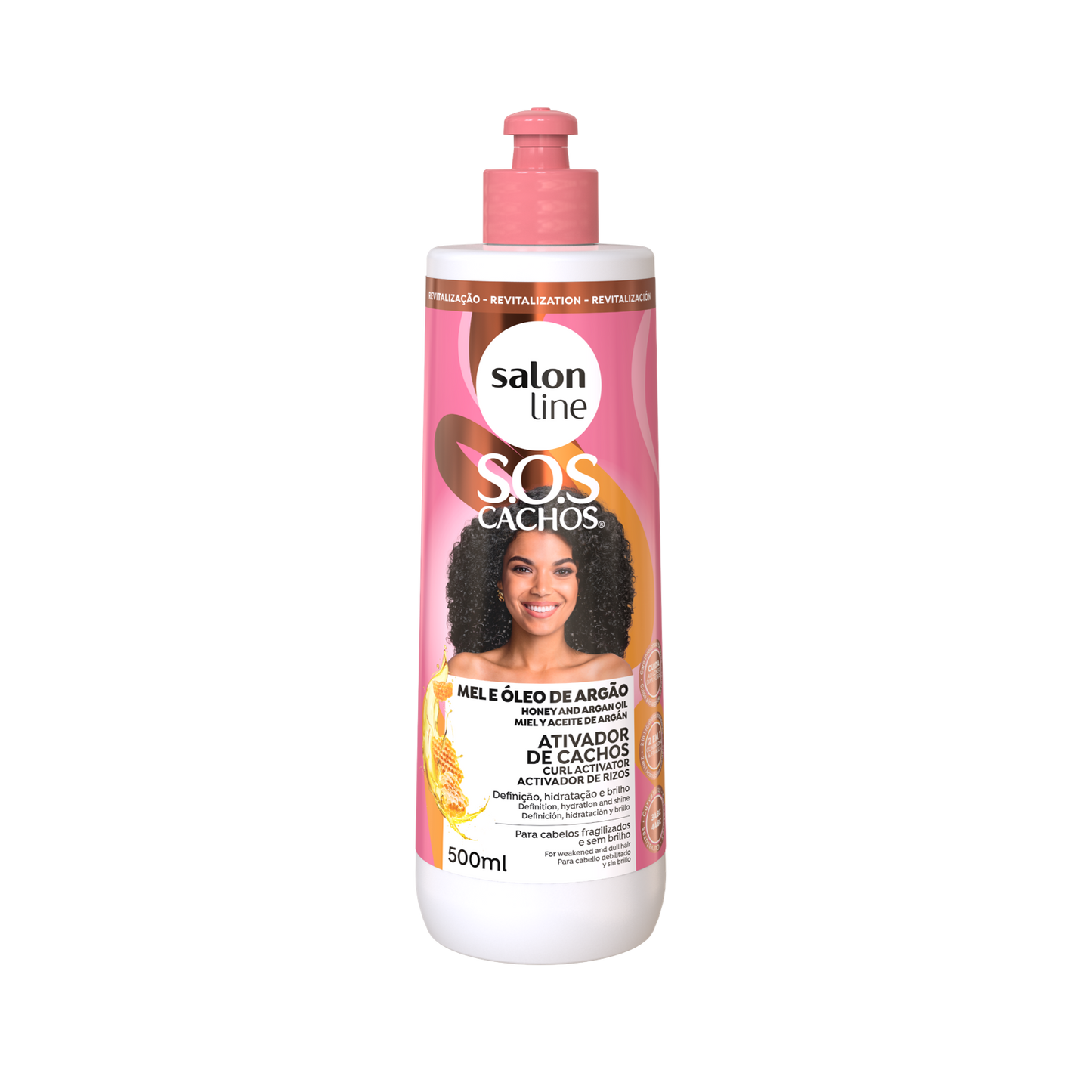 Cachos Mel e Oleo Argan Ativador, Haarcreme, Salon Line, 500ml