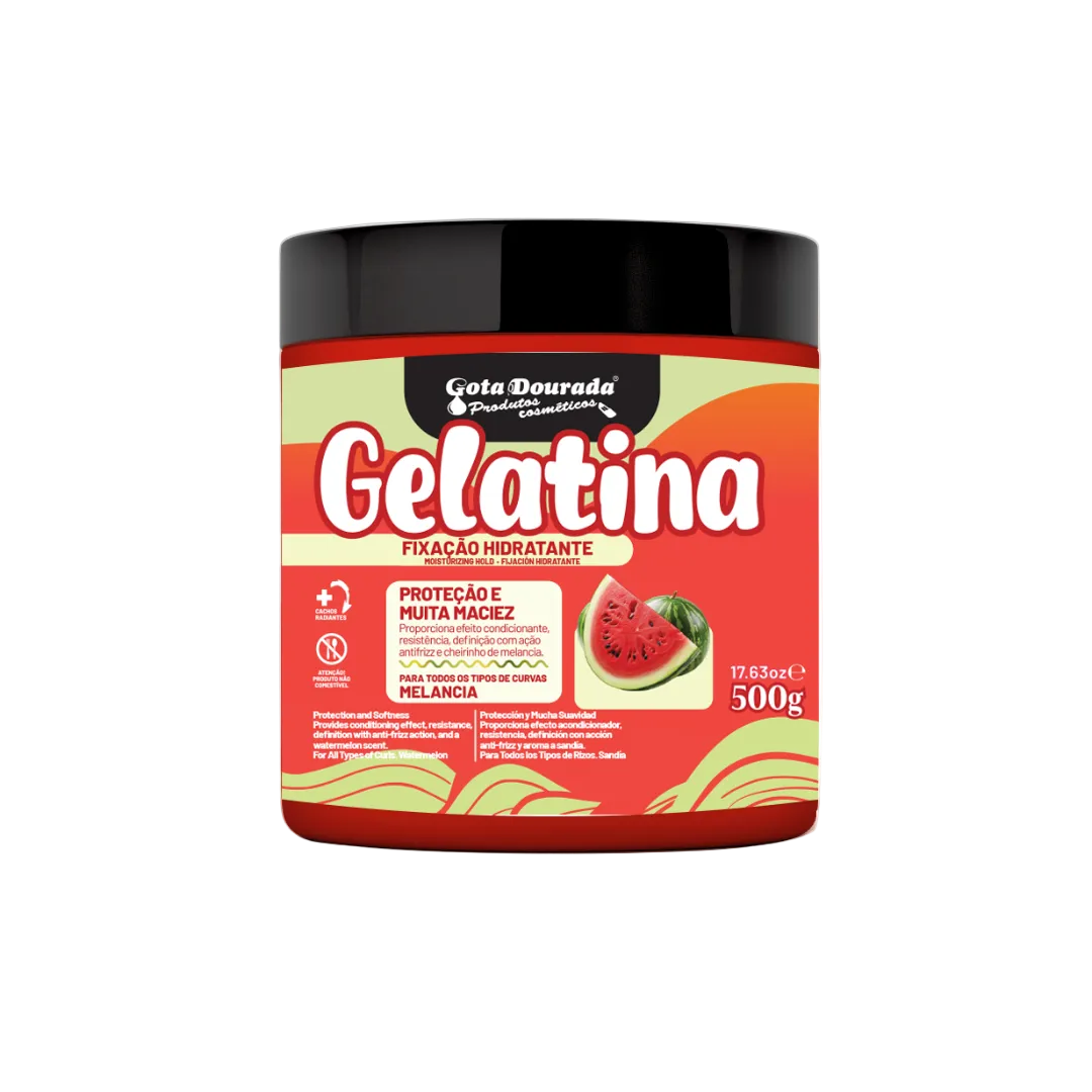 Gelatina Capilar Melancia, Haargel, Gota Dourada, 500g