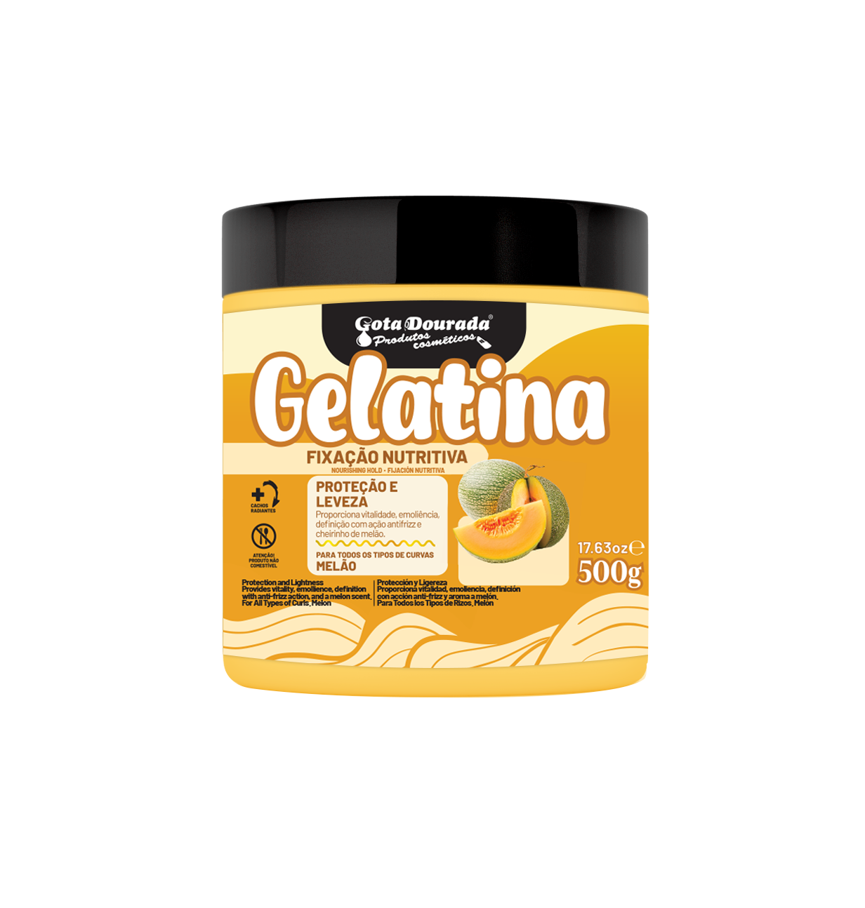 Gelatina Capilar Melao, Haargel, Gota Dourada, 500g