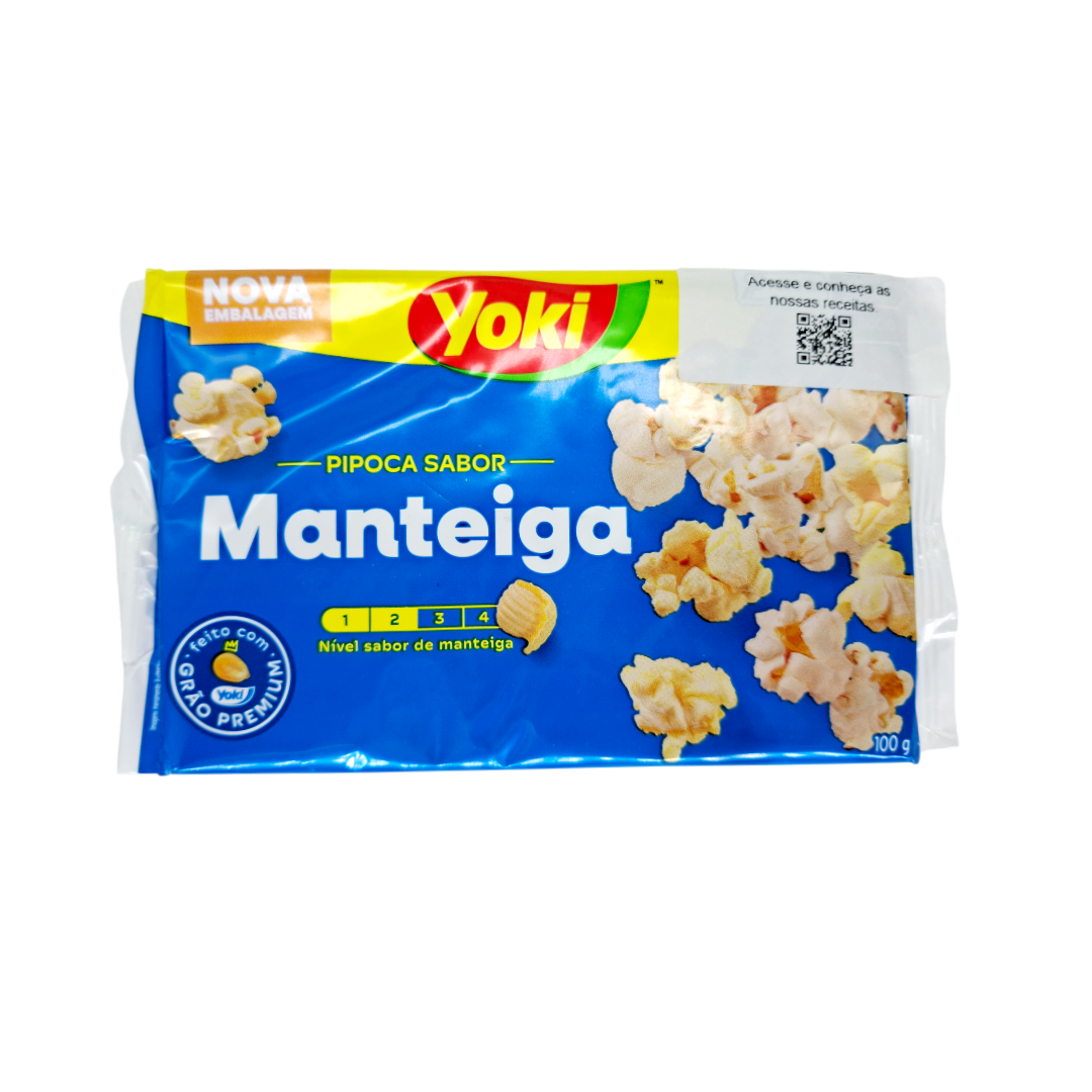 Pipoca de Micro-ondas sabor Manteiga, Popcorn, Yoki 100g