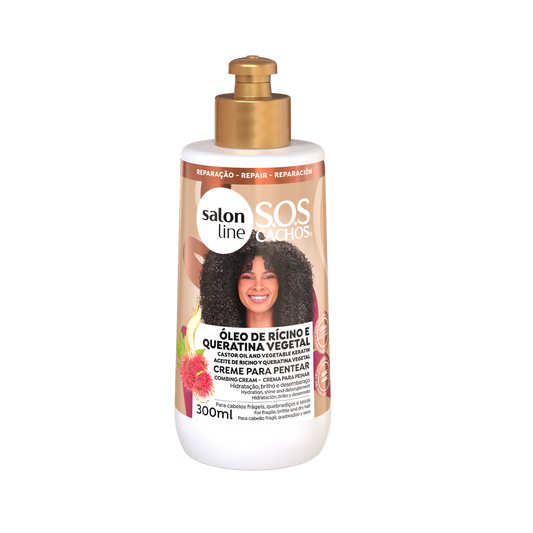 SOS Cachos Rícino Creme Pentear, Kämmcreme, Salon Line, 300ml