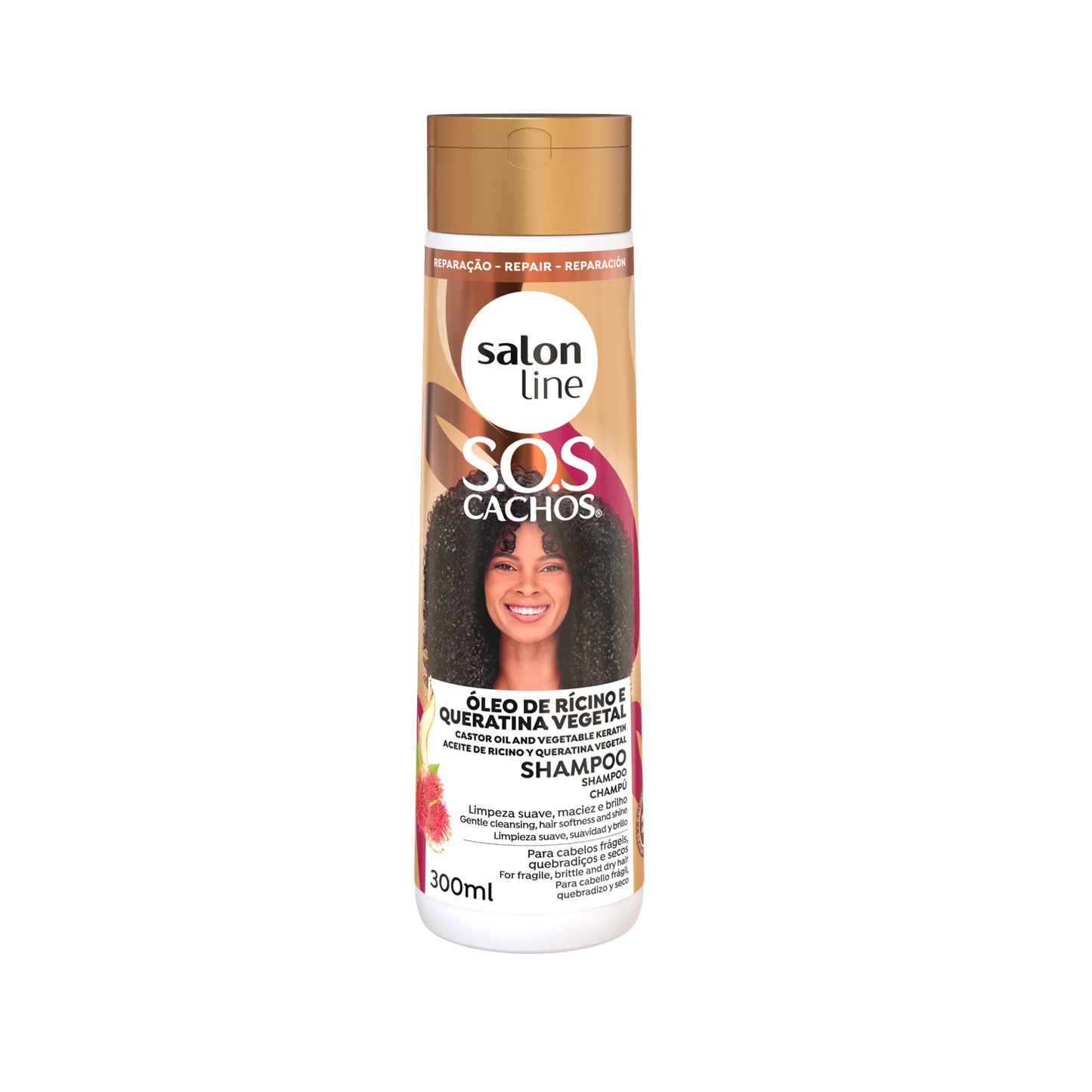 SOS Cachos Ricino Shampoo, Salon Line, 300ml