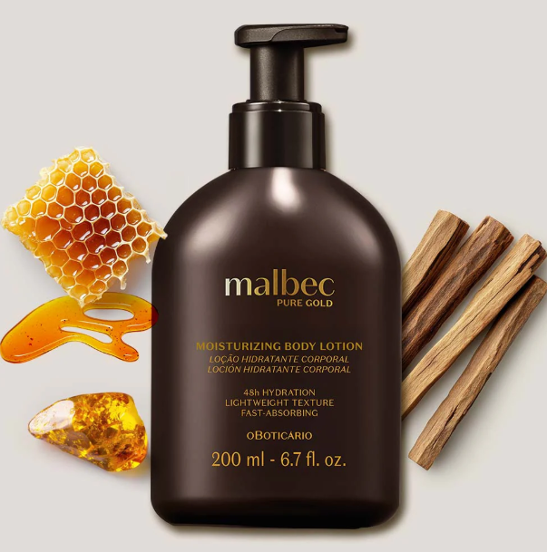 Malbec Pure Gold Locao Hidratante Corporal, Körpercreme, Boticário 200ml