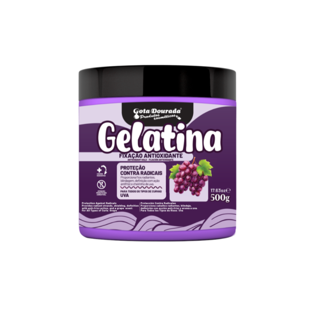Gelatina Capilar Uva, Haargel, Gota Dourada, 500g