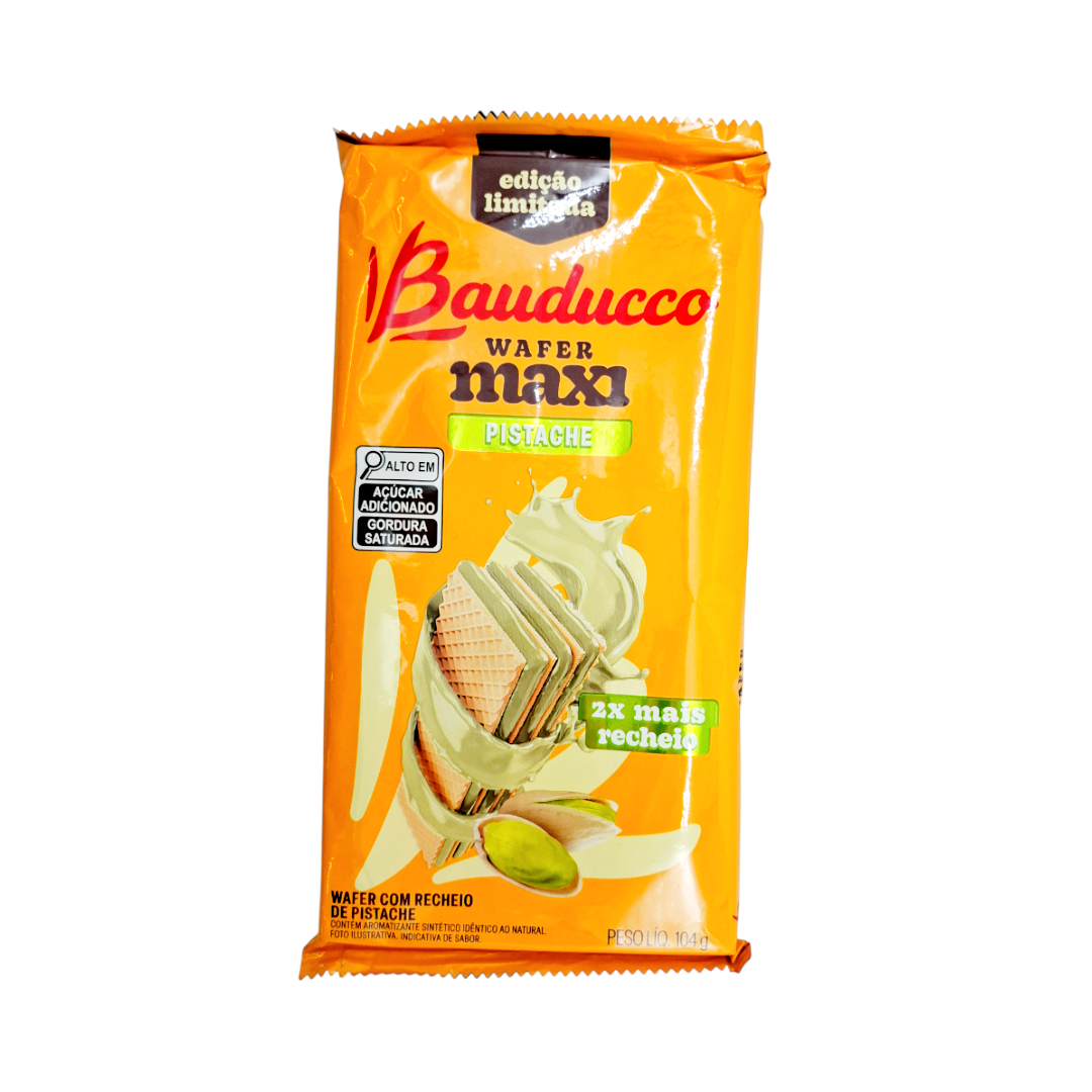 Bolacha MAXI Wafer com Pistache, Waffel mit Pistazienfüllung, Bauducco 104g