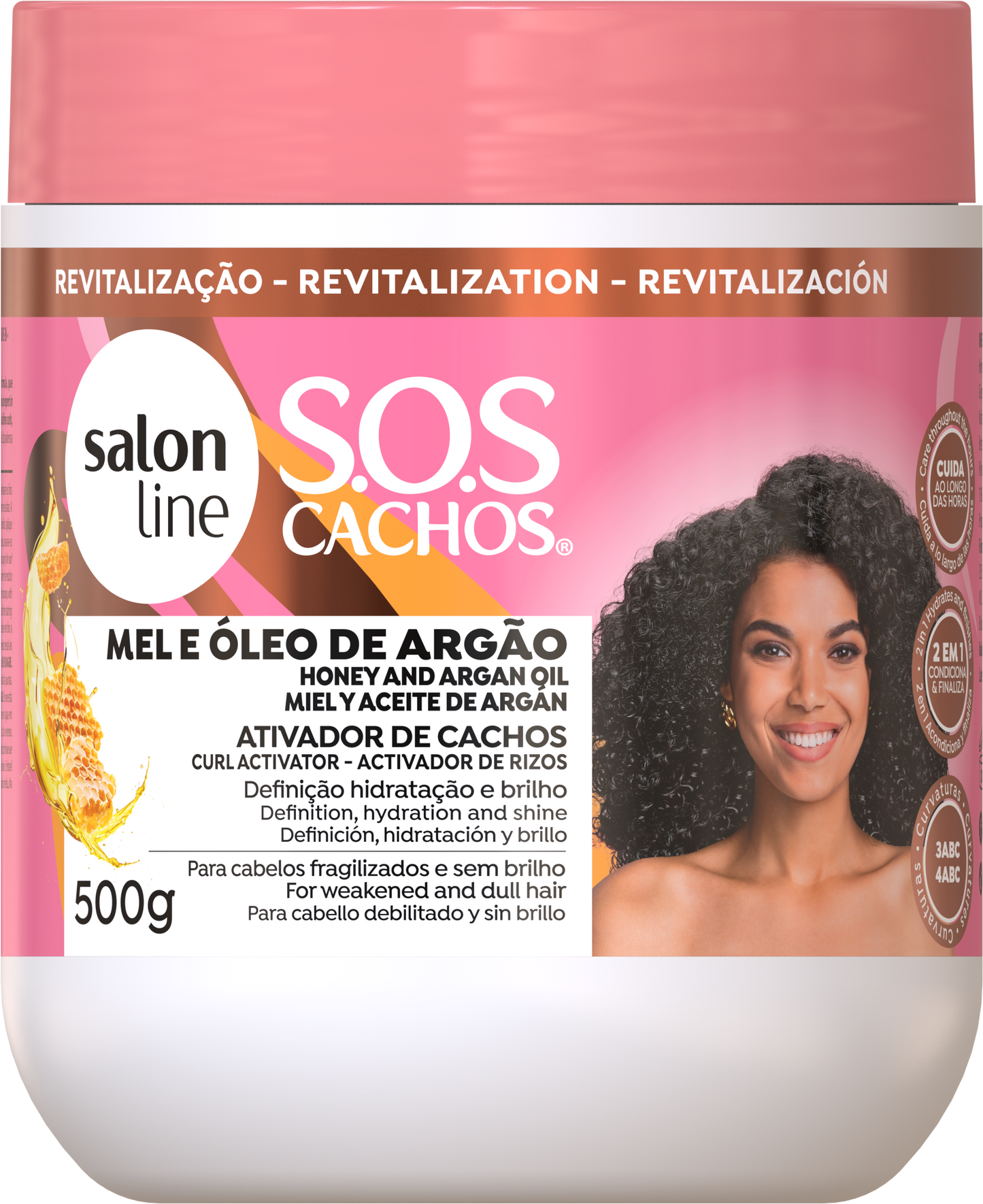 Cachos Mel e Oleo Argan Ativador, Haarcreme, Salon Line, 500ml