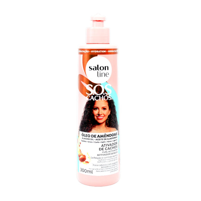 SOS Cachos Oleo Amendoas Ativador, creme para cabelos, Salon Line, 300ml