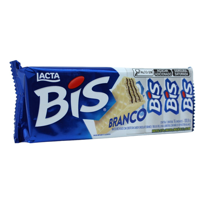 Bis branco, bolachas de chocolate, bolacha, lacta, 100.8g