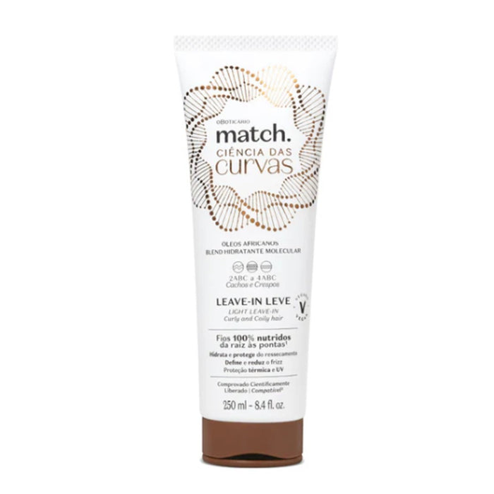 Leave-in Leve Match Ciencia das Curvas, Creme Leave-in, Boticário 250ml