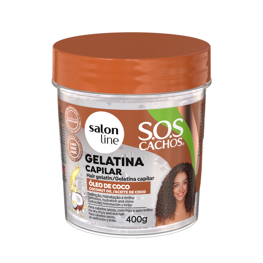 SOS Cachos Gelatina capilar Oleo de Coco, Haargel, Salon Line, 400g