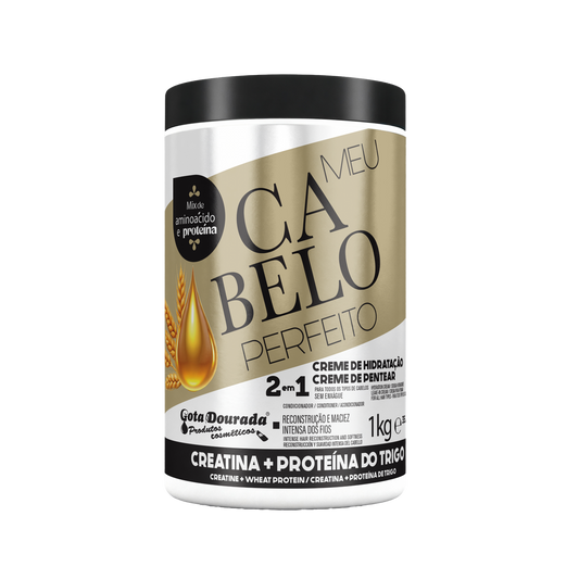 Creme Pentear Creatina + Proteina de trigo, Haarcreme, Gota Dourada, 1kg