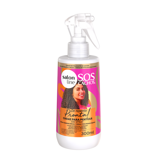SOS Cachos De Repente Pronta Creme Pentear Spray, Kämmcreme, Salon Line, 300ml