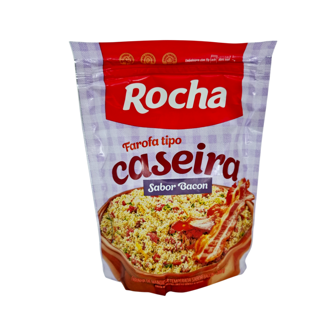 Farofa Mandioca sabor Bacon, Gewürztes Maniokmehl, Rocha 300g