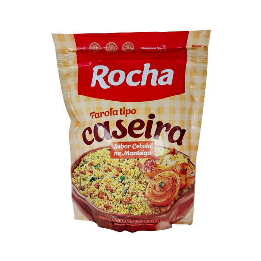 Farofa Mandioca sabor Cebola na Manteiga, Gewürztes Maniokmehl, Rocha 300g