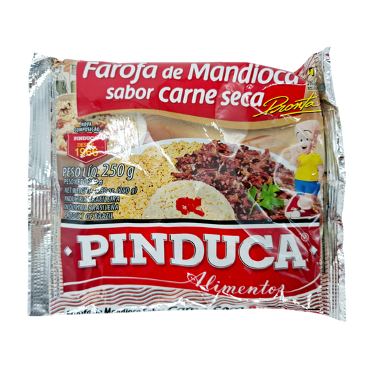 Farofa Mandioca sabor Carne Seca, Maniokmehl Trockenfleischgeschmack, Pinduca 250g