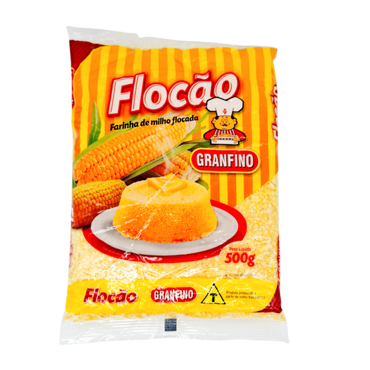 Kimilho Flocao Farinha Milho, flocos de farinha de milho, Granfino 500g