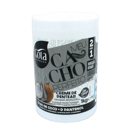Meu Cacho Perfeito Óleo Coco Creme Pentear, Haarcreme, Gota Dourada, 1kg
