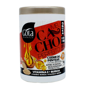 Meu Cacho Perfeito Creme pentear Vitamina E e Queratina, Creme para Cabelo, Gota Dourada, 1kg