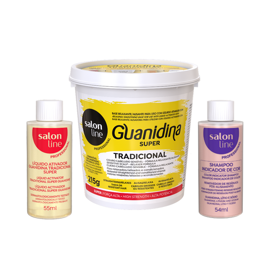 Guanidina Tradicional Super forte Alisa e Relaxa, reduziert Haarlocken, Salon Line 215gr