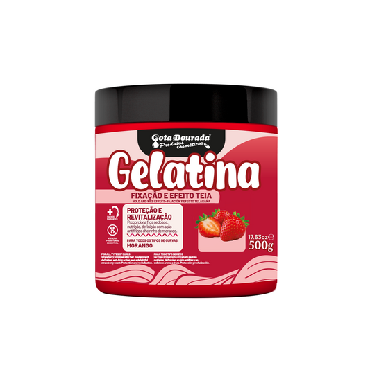 Gelatina Capilar Morango, Haargel, Gota Dourada, 500g