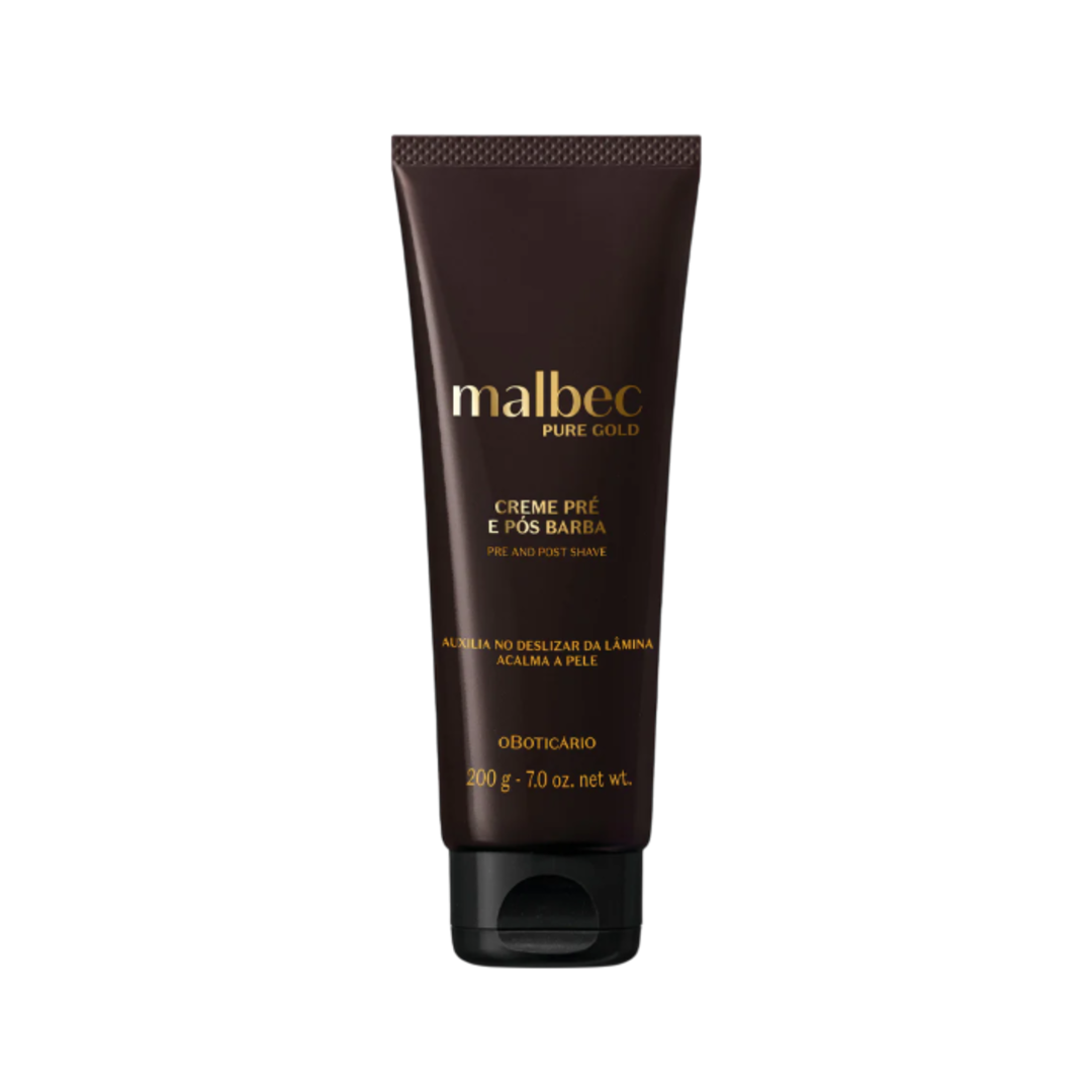 Malbec Pure Gold pre e pós Barba, Pre- und Aftershave-Creme, Boticário 200g