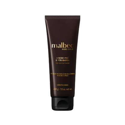 Malbec Pure Gold pre e pós Barba, Pre- und Aftershave-Creme, Boticário 200g