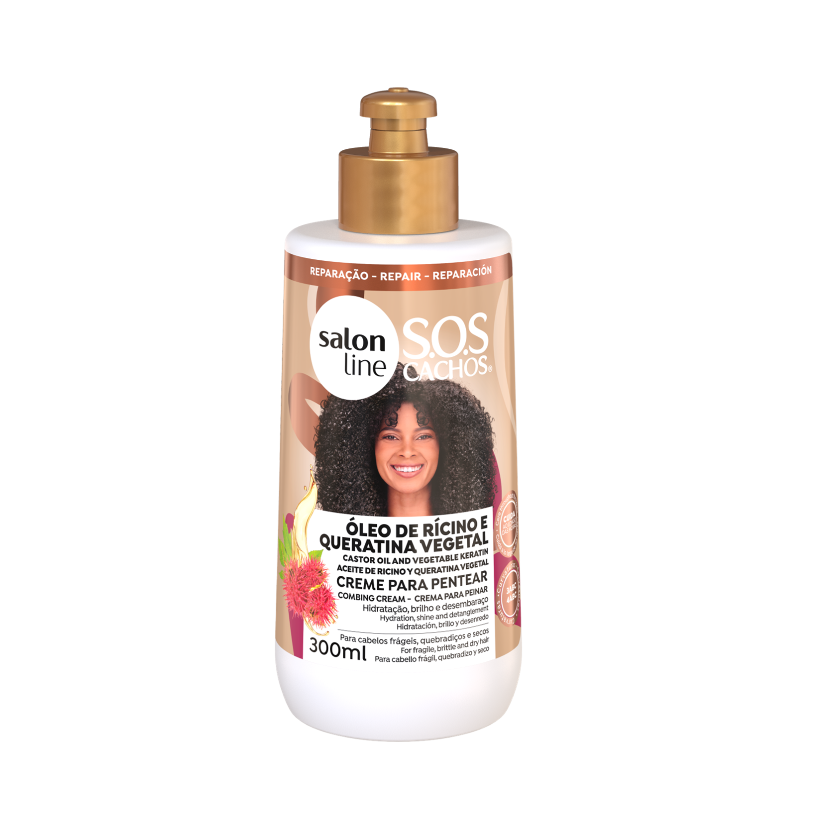 SOS Cachos Rícino Creme Pentear, Kämmcreme, Salon Line, 300ml