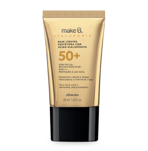 Make B. Base Liq Protetora c/ Acido Hialuronico FPS50, Boticário, 30ml