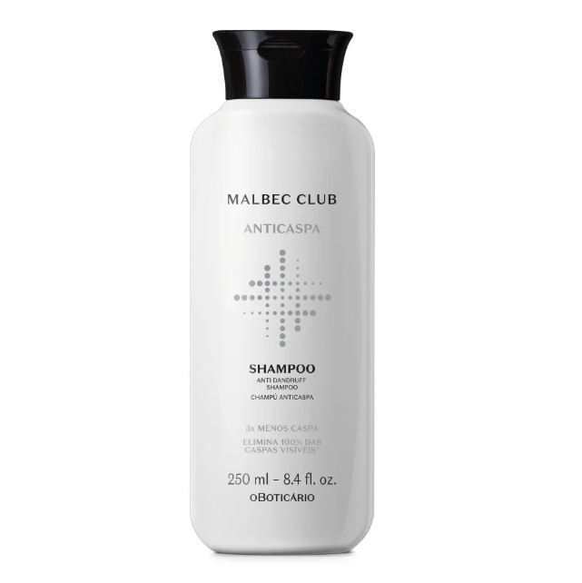 Shampoo Anticaspa Malbec Club, anti-caspa, Boticário, 250ml