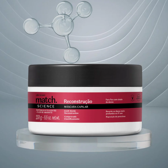 Match Mascara Reconstrucao, Haarmaske, Boticário, 250g