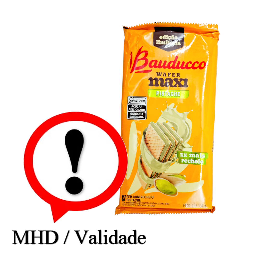 Bolacha MAXI Wafer com Pistache, Waffel mit Pistazienfüllung, Bauducco 104g
